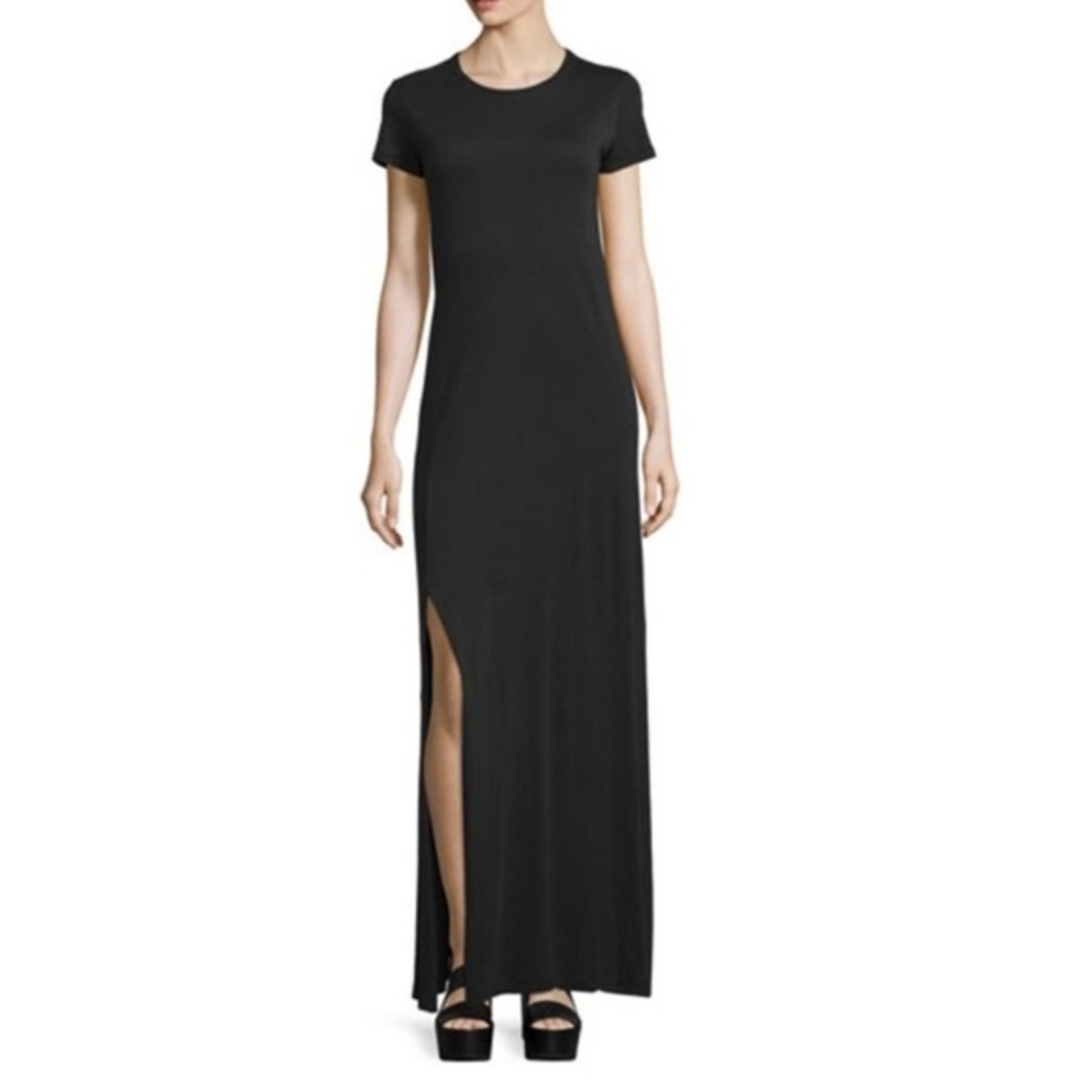 Ag Adriano Goldschmied Cotton Alana Short Sleeve T-Shirt Maxi Dress Slit XS
